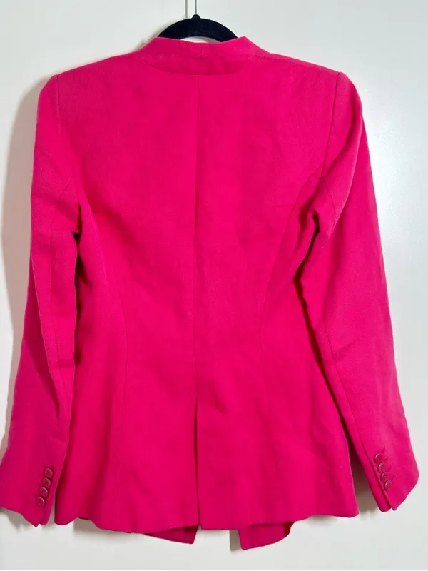 Zara Hot Pink Collarless Single-Button Blazer- made in Spain - Image 3