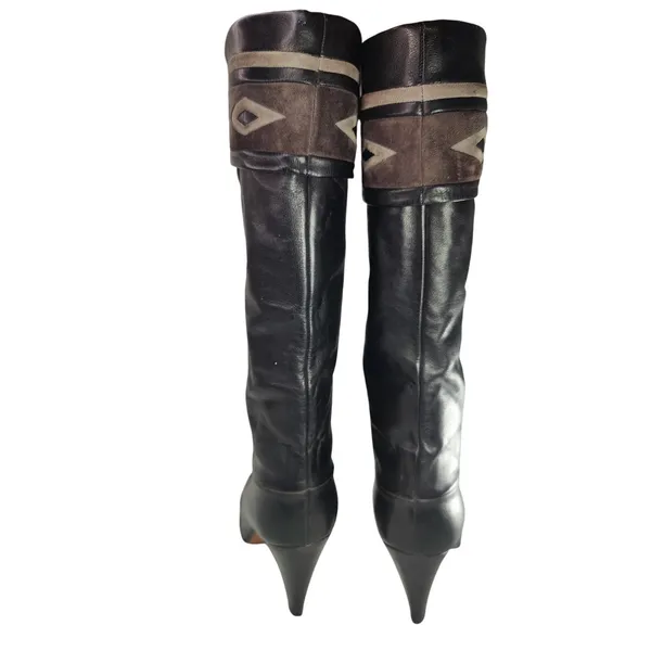 Vintage 90s black leather Pollini Knee high Boots sz 38.5 /7.5 - Image 4