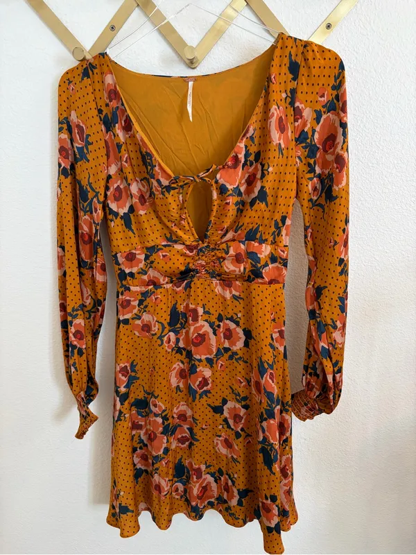 Free People Morning Light Ruched Floral Tie-Front Mini Dress 4 - Image 8