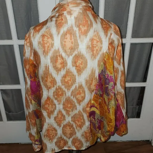 Anthropologie Womens Orange Open Front Top Blouse One‎ Size - Image 2
