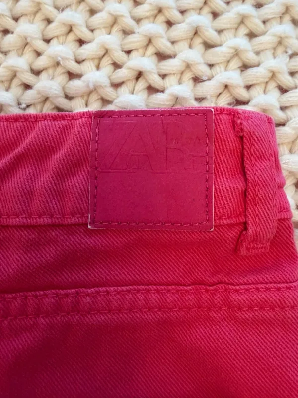 Zara Pink Denim Skort Shorts with Button Wrap Front - Image 4