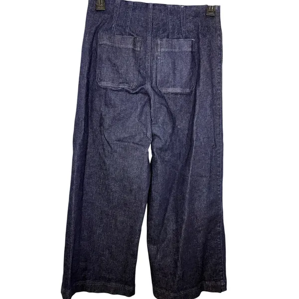 SPANX High-Waisted Pull-On Wide Leg Denim Jeans Pants Size Large Dark Wash - Image 3
