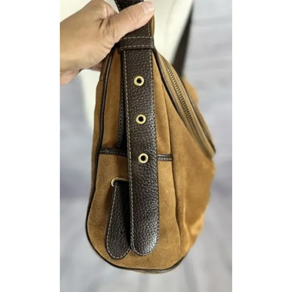 MAXX New York Signature Brown Suede Shoulder Bag Medium Large - Image 5