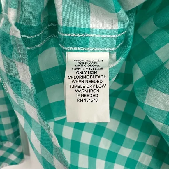 Vineyard Vines size 4 relaxed fit 100%‎ cotton green and white gingham button up - Image 6