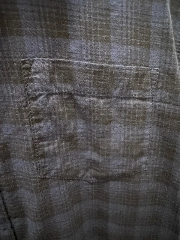 American Rag Cie Men's L Blue/Black Plaid Button-Up Short Sleeve Shirt - Image 3