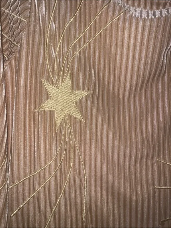 Judith March Onyx Starlet Dress tan Velvet Shooting Star Mini 70’s Boho Small - Image 3