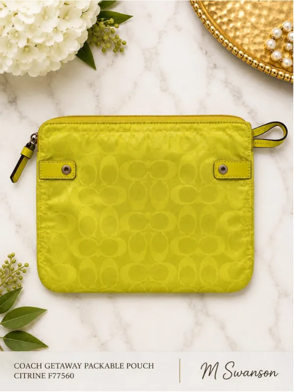 Coach Getaway Signature Nylon Packable Weekender Pouch Citrine F77560 - Image 2