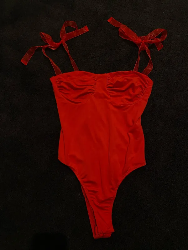 Princess Polly Red Bow Strap Bodysuit - Image 3