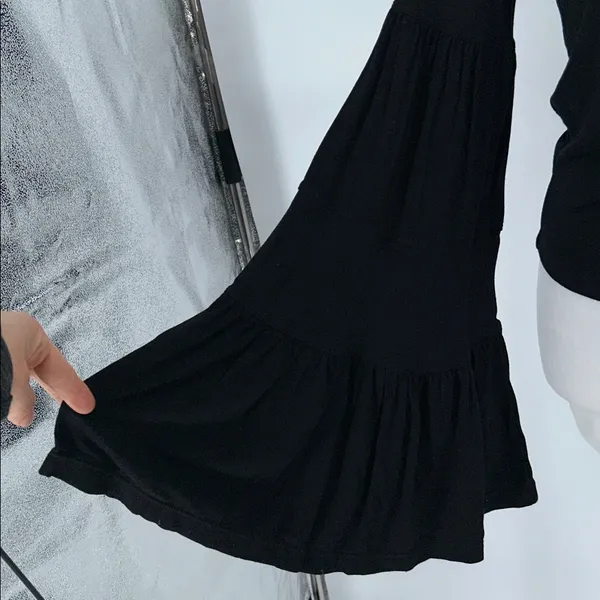 Free People Black Long Sleeve Top Babetown Black Bell Sleeve Size Small - Image 4