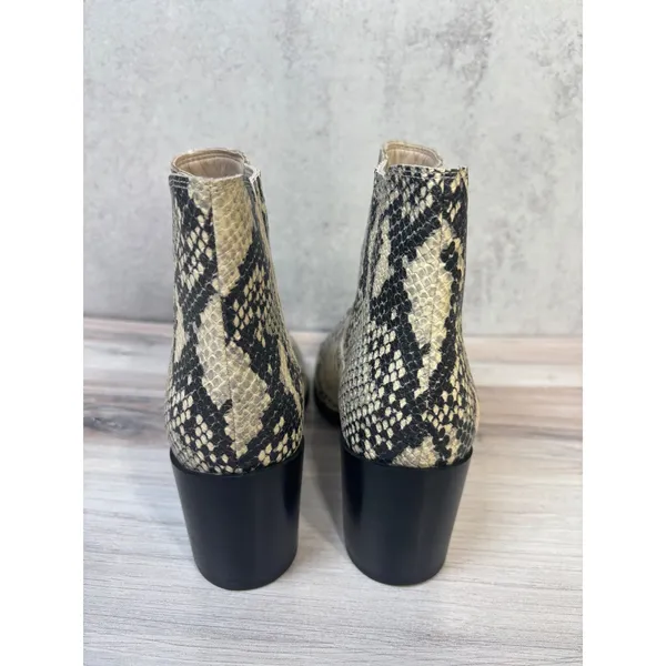 Steve Madden Size 6‎ Jain Snakeskin Print Ankle Booties Block Heel Pointed Toe - Image 5