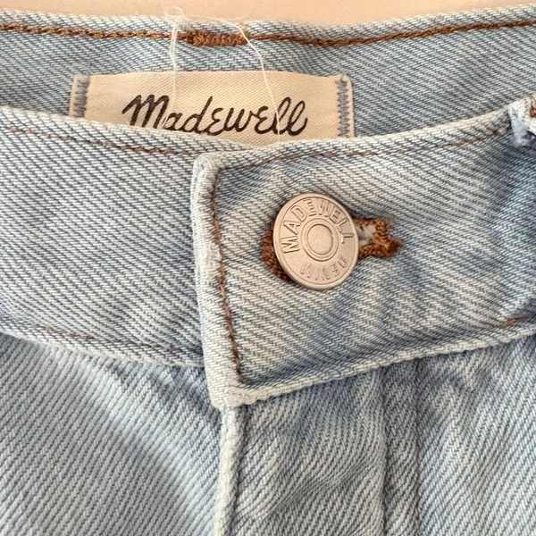 Madewell Denim The Momjean Short 28 Blue Fitzgerald Wash High Rise Button Fly - Image 9