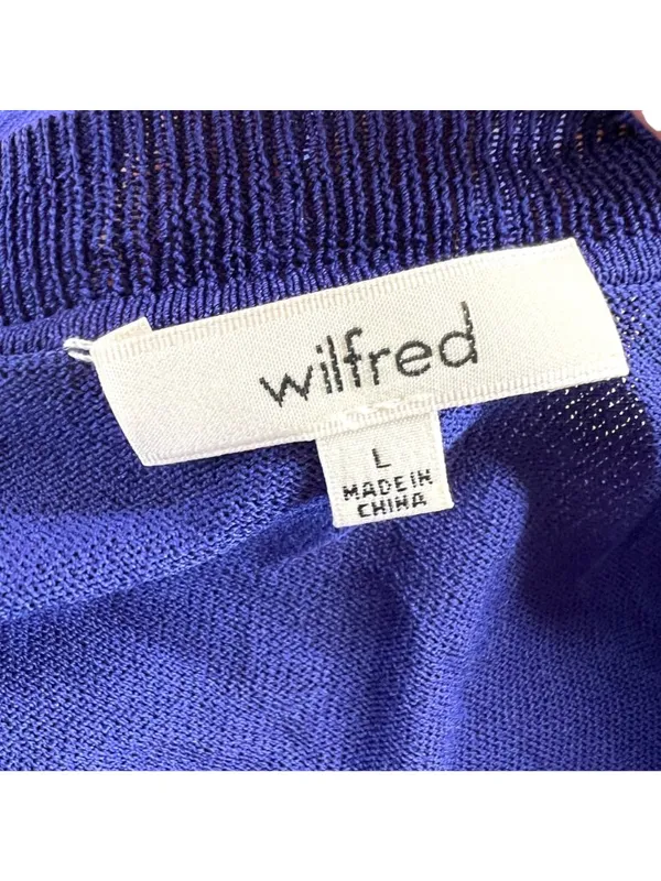 Wilfred Blue Knit Short Sleeve Side Slit Top Size Large Minimalist Casual Chic - Image 8