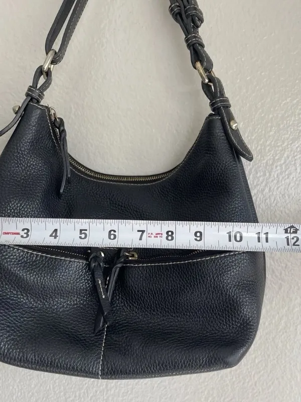 Dooney & Bourke Pebble Grain Classic Black Leather Hobo Handbag Adjustable - Image 13