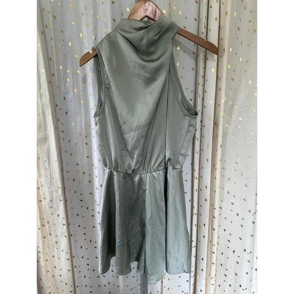 NWT Hello Molly On A Drive Sage High Neck Back Cut Out Satin Romper Playsuit L - Image 5