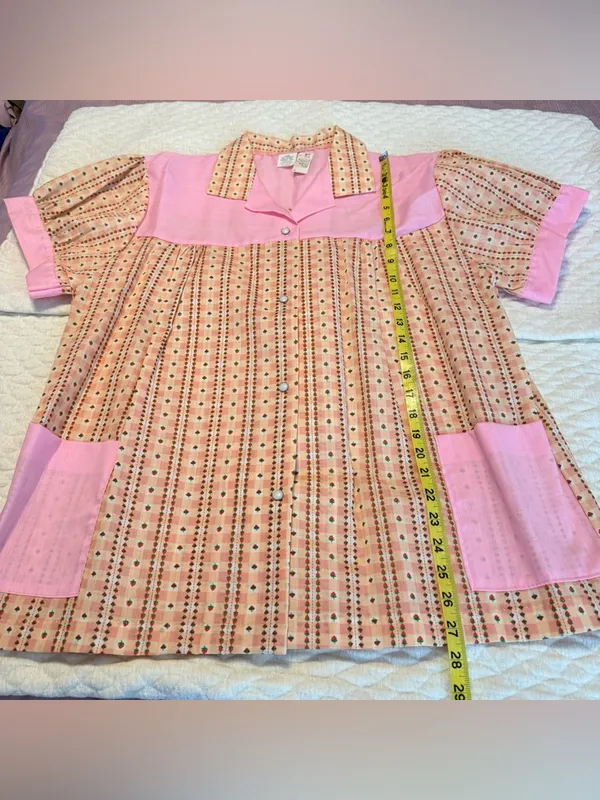 Vintage Deadstock Pearl Snap Strawberry Print Top Smock Pockets Women’s Size XL - Image 9