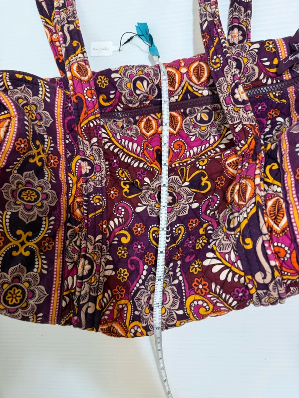 Vera Bradley Safari Sunset Paisley Design Small Duffel Bag Purple Orange - Image 7