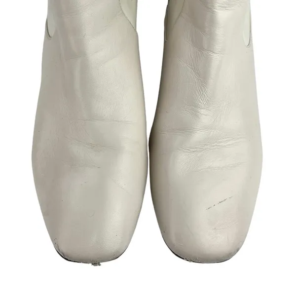 Coach Nala Chalk White Leather Zip Up Block Heel Western Ankle Boots Booties 10 - Image 6