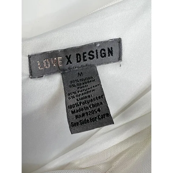 LOVE X DESIGN Jumpsuit Womens Size M White One Shoulder Wide Leg Draped Top - Image 9