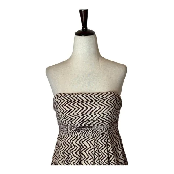 Anthropologie Edme & Esyllte Dress‎ Women 0 Ivory Brown Strapless Hypnotic Maxi - Image 4