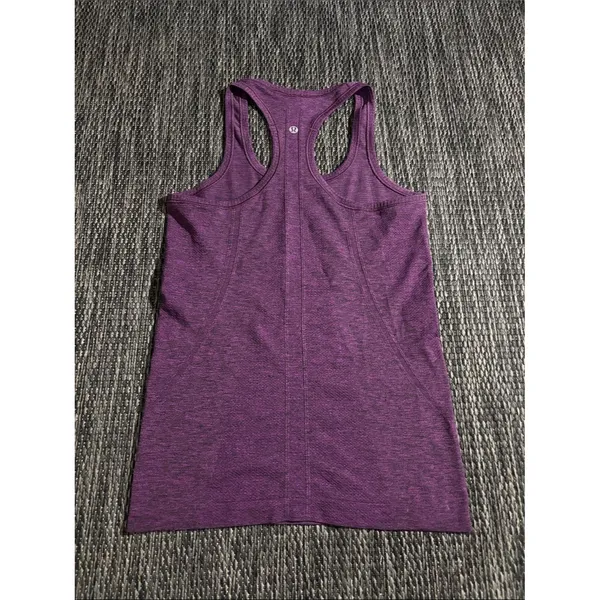 Lululemon Swiftly Tech Racerback Tank Black Chilled Grape Size 4 - Image 2