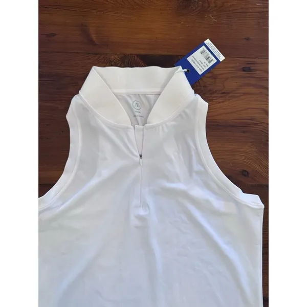 Addison Bay Sleeveless Courtside White Polo Shirt Size M Golf Tennis NWT $75 - Image 12