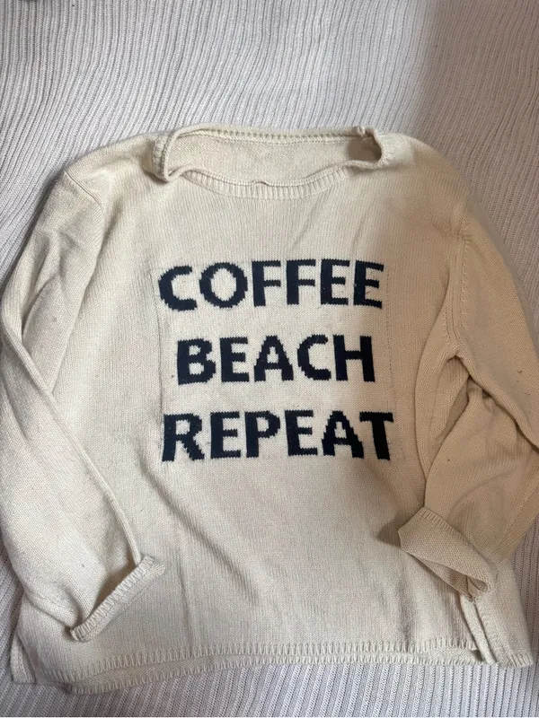 SHEIN Cream 'COFFEE BEACH REPEAT' Graphic Pullover - Image 2