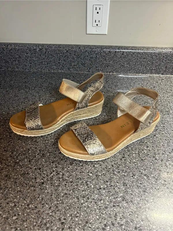 Anne Klein Snake-Print and Gold Wedge Espadrilles - Image 2