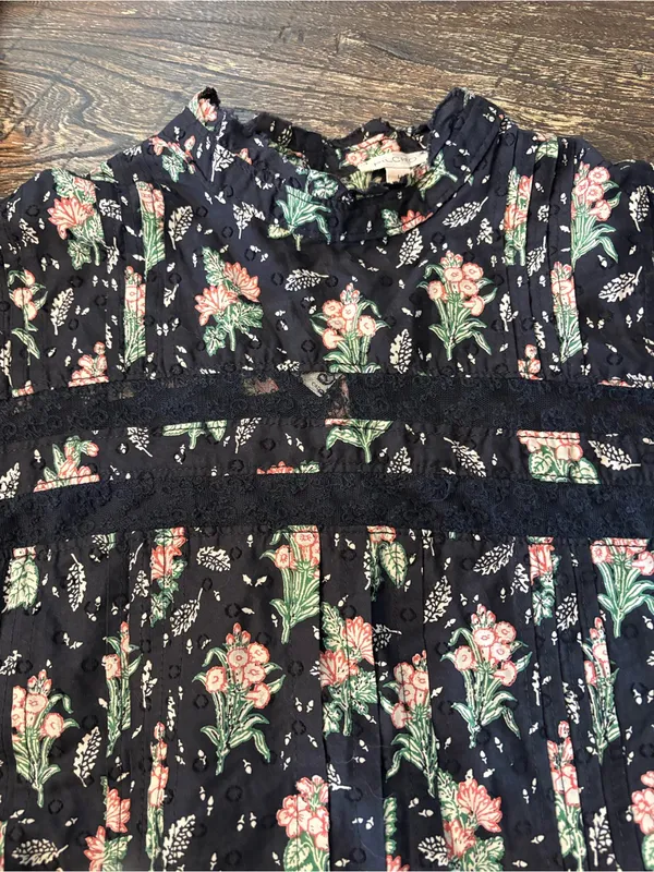 Anthropologie Pilcro Swing Mini Dress Womens Large Black Floral NWT Lace - Image 7