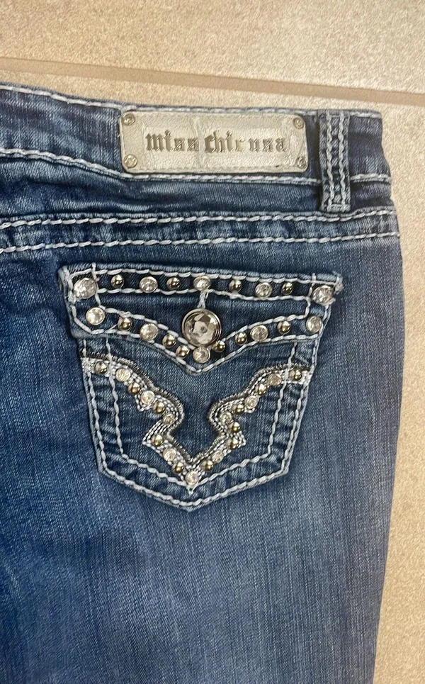 Miss Chic Blue #Embellished # U.S.A. #Capri #Jeans (Style: M336) - Image 3