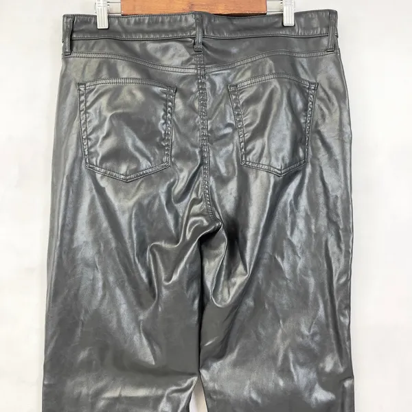 Gap Womens 70s Flare Faux Leather‎ Pants Size 14 High Rise Rocker Street Grunge - Image 6
