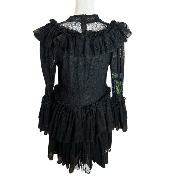 Sandra Mansour x H&M Black Tulle Lace Mini Dress Gothic Large L - Image 10