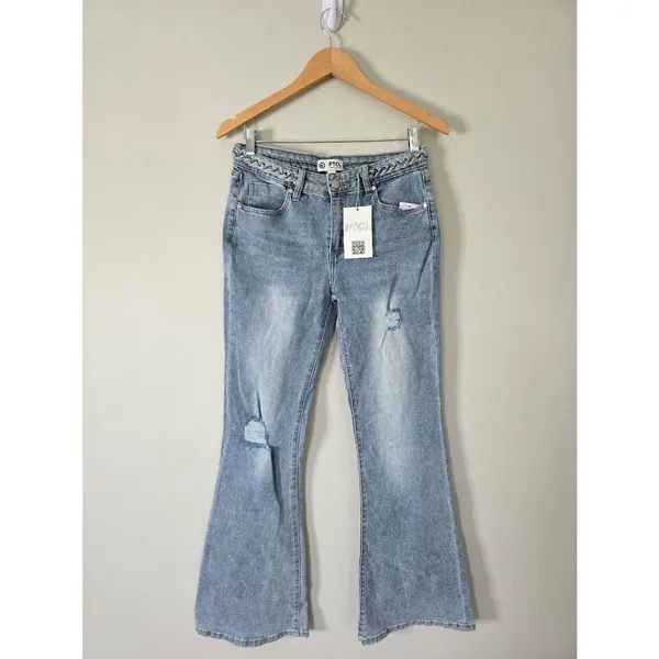 PTCL Flared Blue Jeans Distressed Size 29‎ Stretch Nordstrom NWT - Image 3
