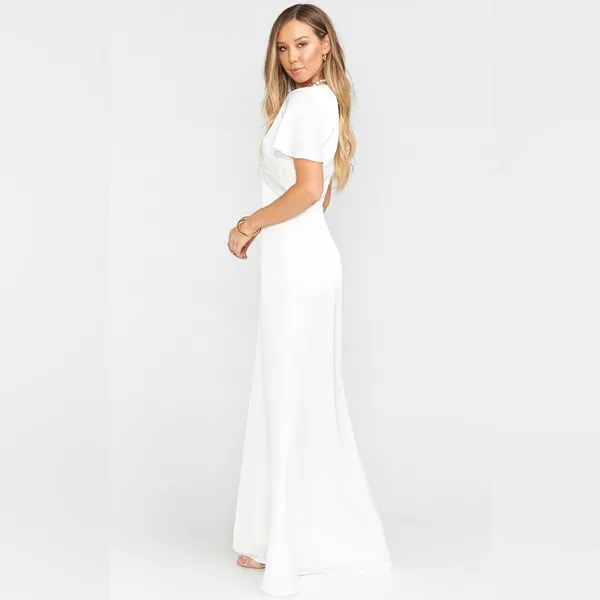 Show Me Your Mumu Rome Twist Gown size XL ivory white luxe satin short sleeve - Image 3
