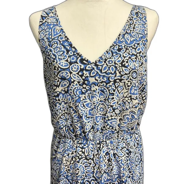 LOFT Maxi Dress Blue Paisley Criss Cross Back Boho Wedding Party‎ Coastal M - Image 3
