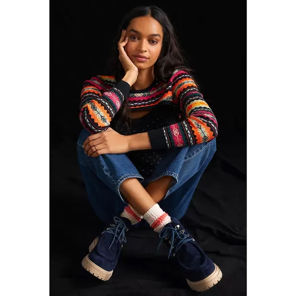 Anthropologie Maeve Abstract Sweater Shrug Size XS Multi Color Fair Isle Nordic - Image 7