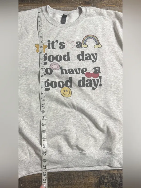 Gildan Light Gray "It's a Good Day" Graphic Crewneck Sweatshirt - Image 7