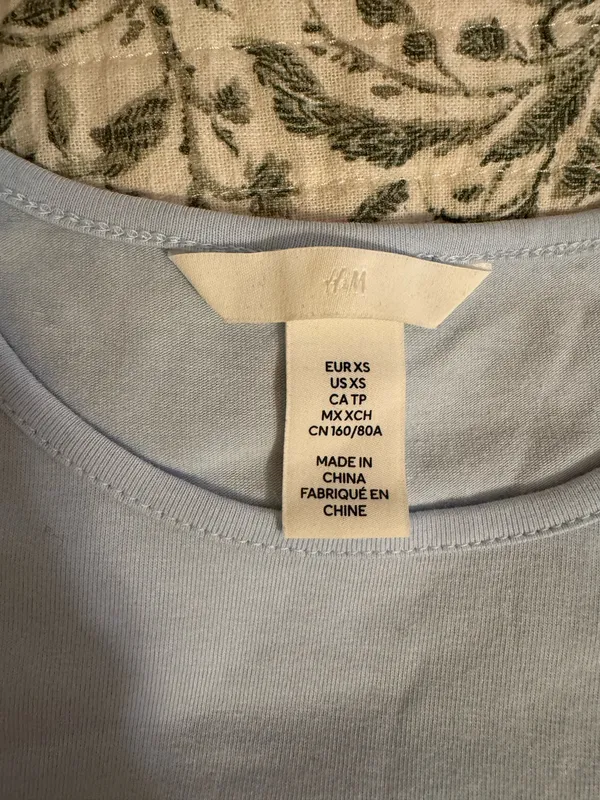H&M Light Blue Puff Sleeve Tee - Image 2