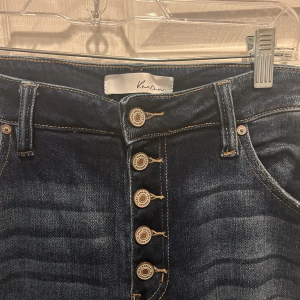 KanCan High Rise Dark Ripped Button Fly‎ Flare Jean Womens XL - Image 5