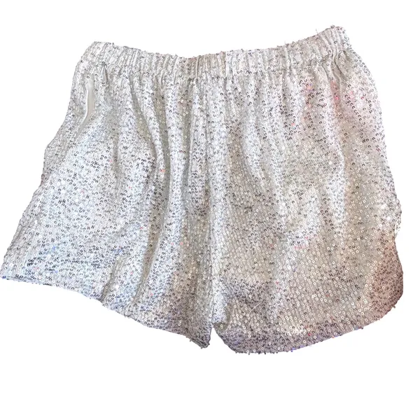 NWOT‎ Silver Sequin Shorts Elastic Waist Party Club Festival Pockets Small - Image 4