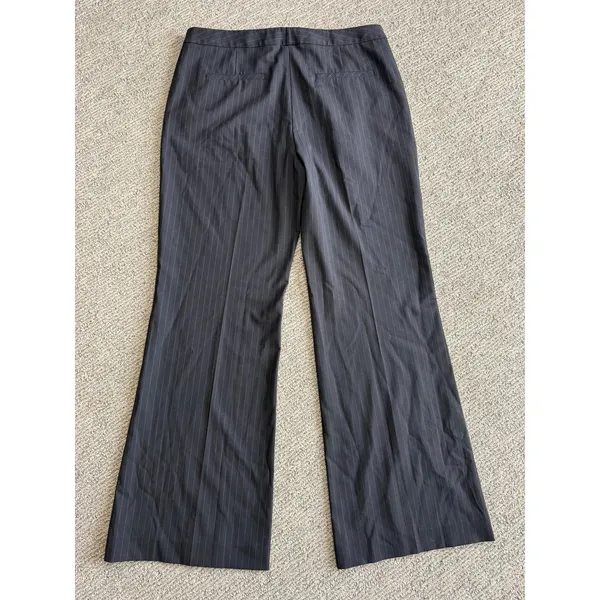 Antonio Melani Black‎ Pinstripe Wool Blend Wide Leg Dress Pants Womens 10 - Image 2