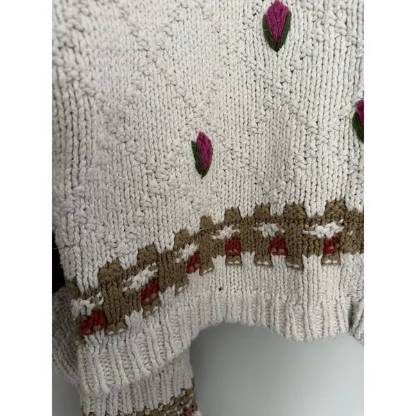 Free people Rosebud Cardigan Ivory Combo Women's Size Medium/Large - Image 13