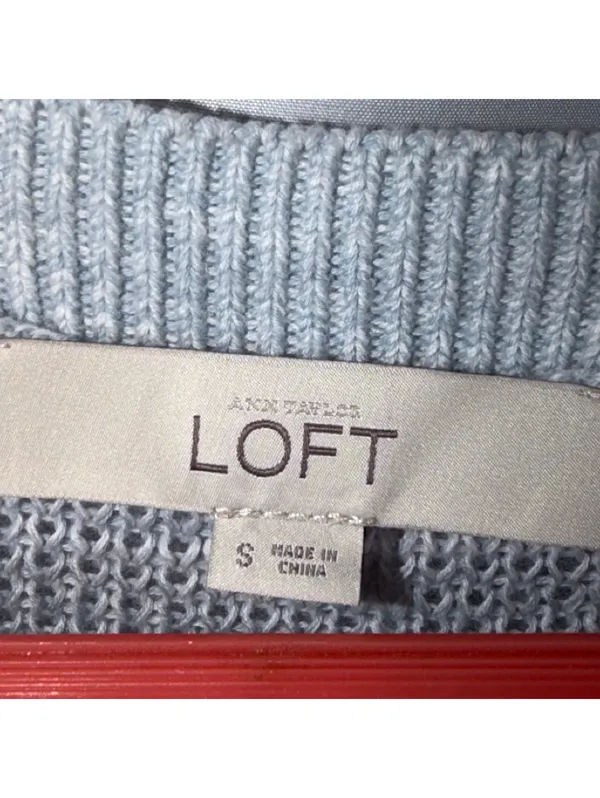 LOFT XS Blue Cotton Open Knit Hi Low Sweater - Image 2