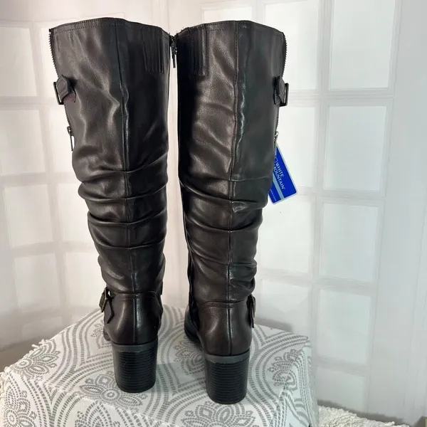 White Mountain NWT Brown Desirable Slouchy Knee High Zip Heeled Boots Size 10 - Image 2