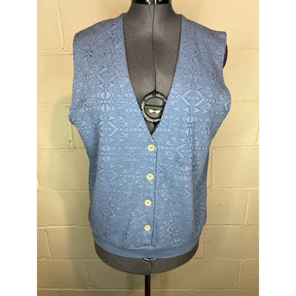 vest jersey textured blue 1980s - Image 11