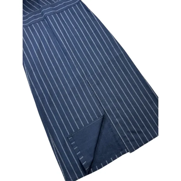 Le Lis Navy and White Pinstripe V-Neck Sheath Column Dress‎ Size Medium Business - Image 5
