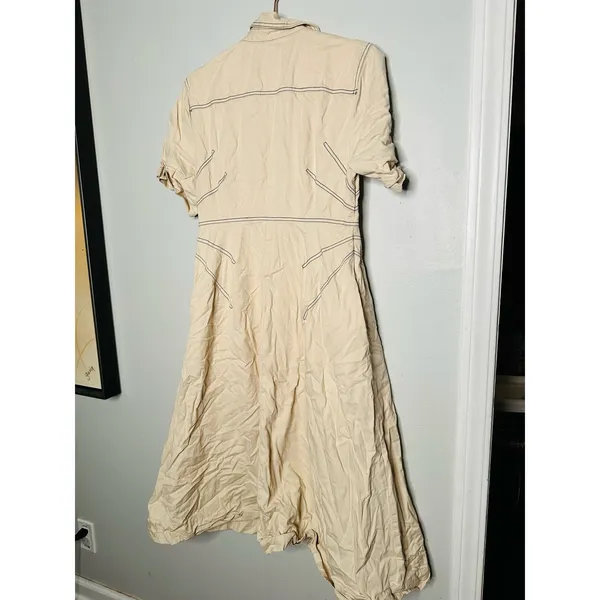 ROSETTA GETTY COLLECTIVE Off White Beige Twill 100% Cotton Bone Dress Size 10 - Image 5