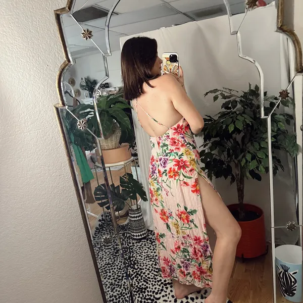 Privacy please Floral Halter Open Back Maxi Dress Pink - Image 2