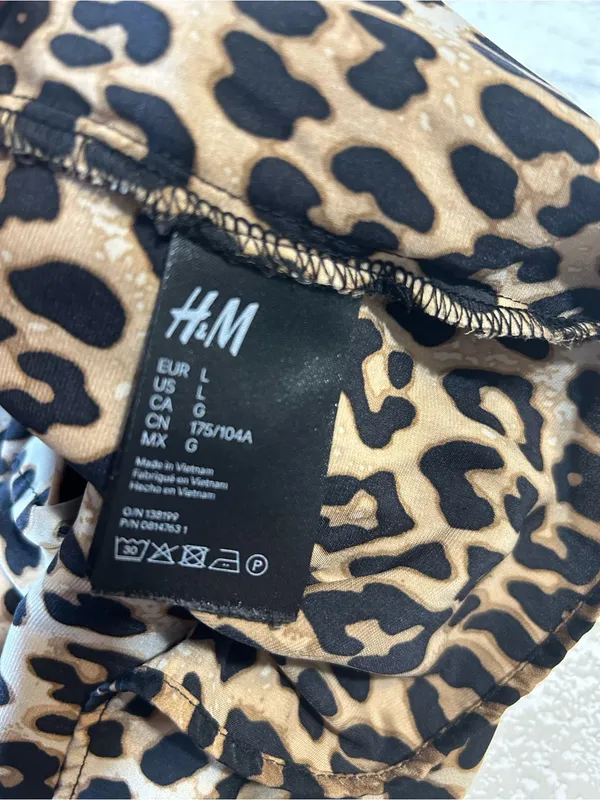 H&M Leopard Print Satin Cami Top - Brown and Black - Image 4