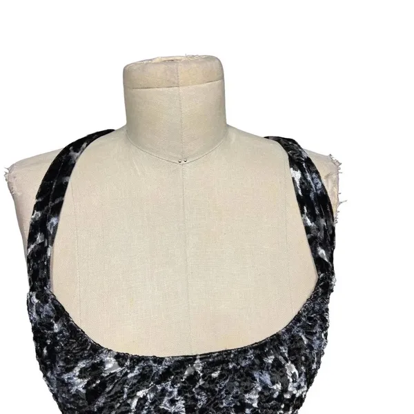 Free People‎ Virgo Moon Velvet Slip Minidress Gray Black Leopard Size Medium - Image 4