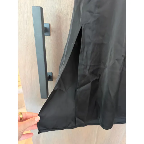 Autumn Wedding Guest Dress Revolve Black Satin Midi Tank Dress Size Small - Image 4